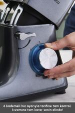 Multichef Stand Mikser Mutfak Şefi 1900w 5,5lt (KIYMA ÇEKME SUCUK-SOSİS İÇLİ KÖFTE APARATLI) - Görsel 4