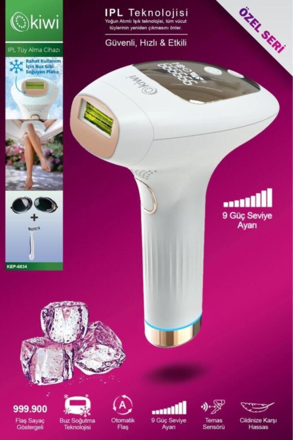 Ipl Buz Lazer Epilasyon Tüy Alma Cihazı Otomatik Yüz,vücut,hassas Bölge Kullanımı 999.900 Atım