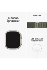 Watch Ultra 49mm GPS+Cellular Titanyum Kasa ve Yeşil Alpine Loop - Large (Apple Türkiye Garantili) - Görsel 8