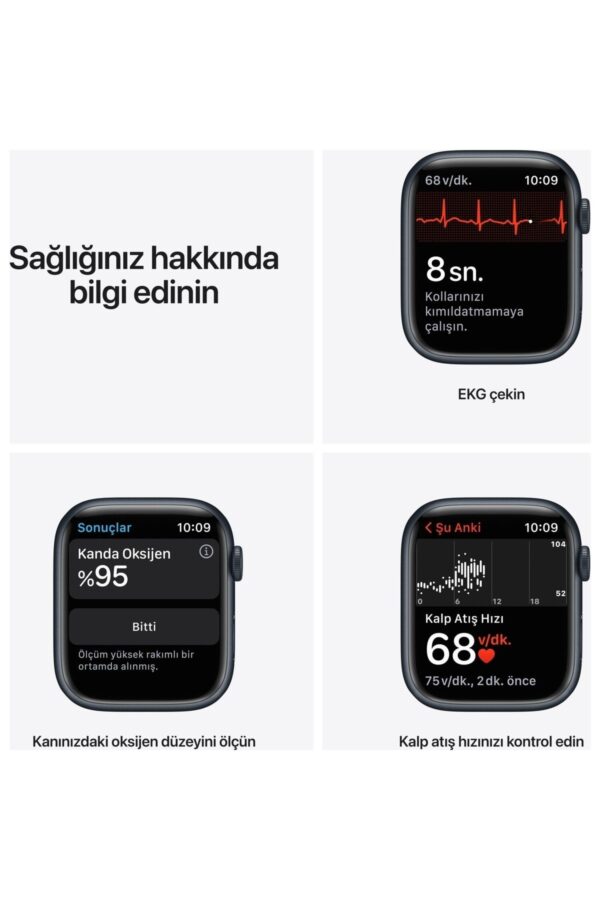 Watch Series 7 45mm GPS+Cellular Gece Yarısı Alüminyum Kasa ve Spor Kordon (Apple Türkiye Garantili)