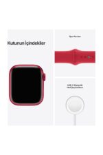 Watch Series 7 41mm GPS Kırmızı Alüminyum Kasa ve Kırmızı Spor Kordon (Apple Türkiye Garantili) - Görsel 8
