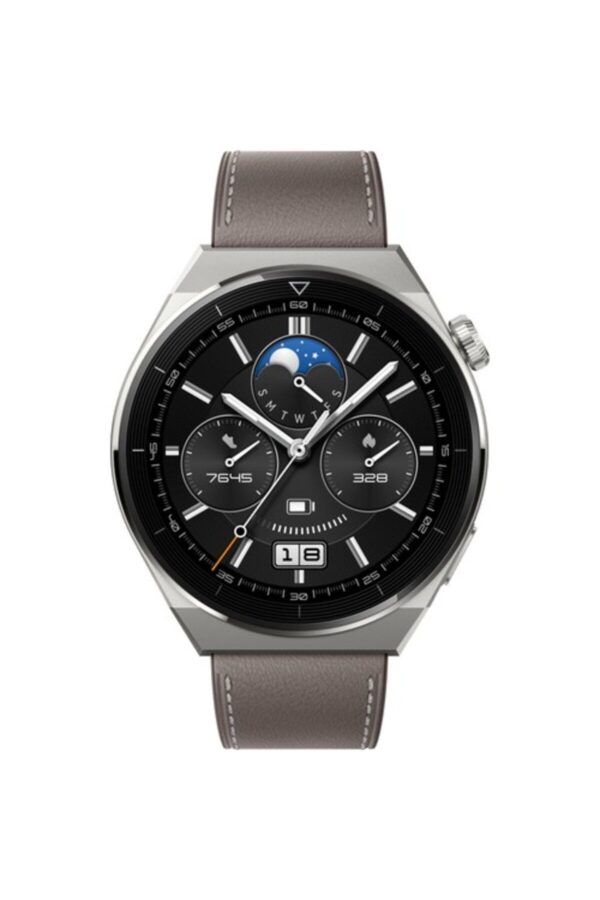 Huaweı Watch Gt3 Pro 46mm (TİTANYUM KASA - GRİ DERİ KAYIŞ)