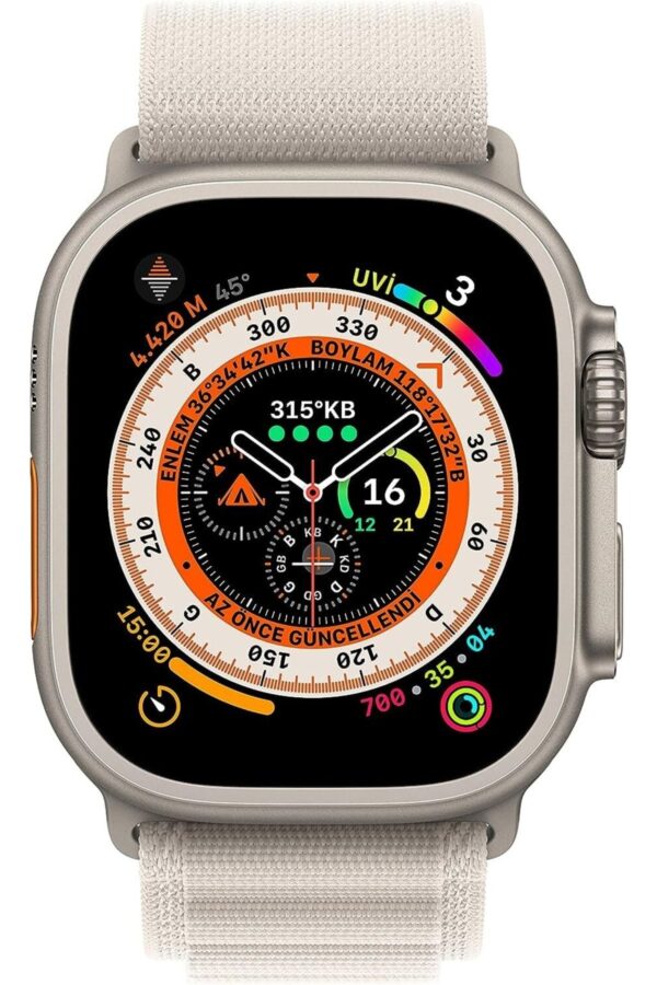 Watch Ultra 49mm GPS+Cellular Titanyum Kasa Yıldız Işığı Alpine Loop-Large(Apple Türkiye Garantili)